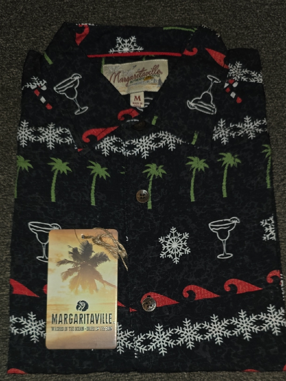 Margaritaville Black Tropical Holiday Cocktail Shirt